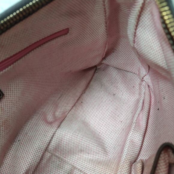 Dooney & Bourke Brown Canvas Leather Trim DB Printed Zipper Hobo Shoulder Bag - Picture 13 of 16